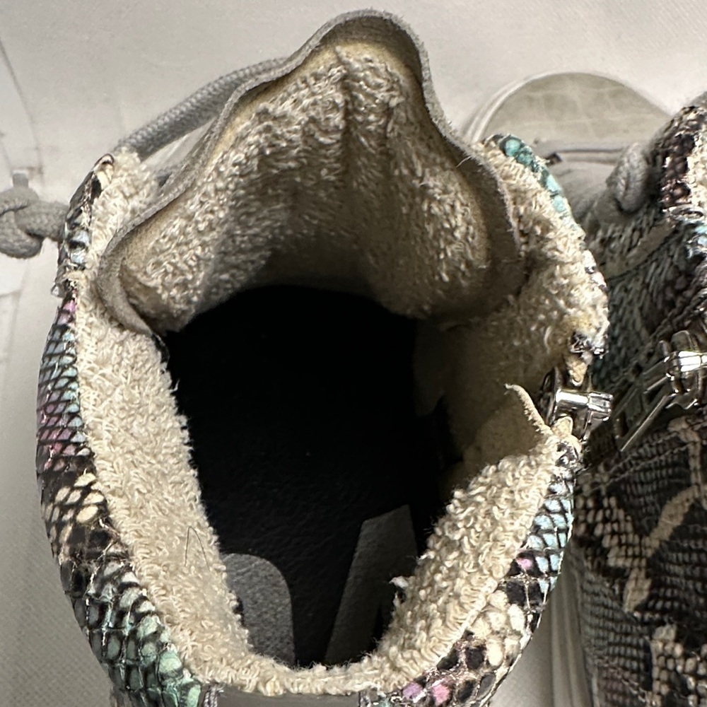 P448 Star Snakeskin Embossed & Grey Suede Hidden Heel High Top Sneaker Sz EU 38 - Picture 14 of 16